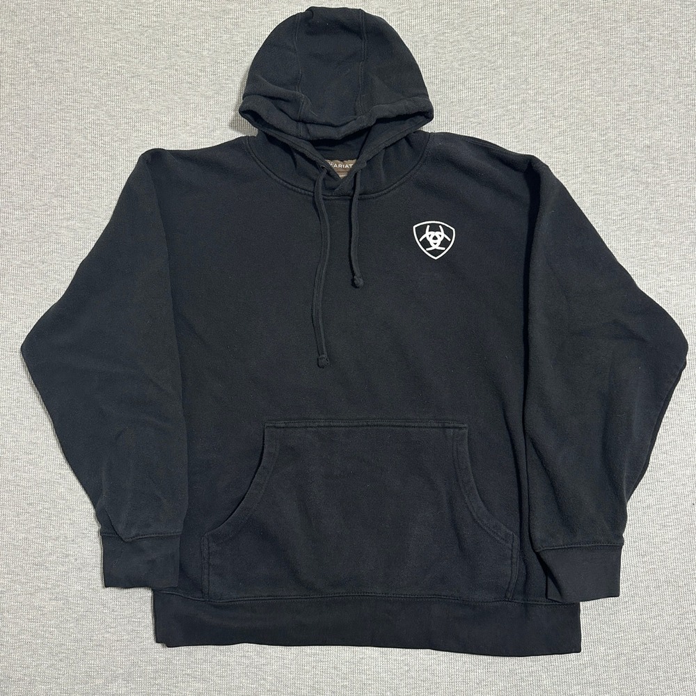 Ariat Americana Block Swtshrt Black Hooded Pullover Hoodie Mens Large 10041680